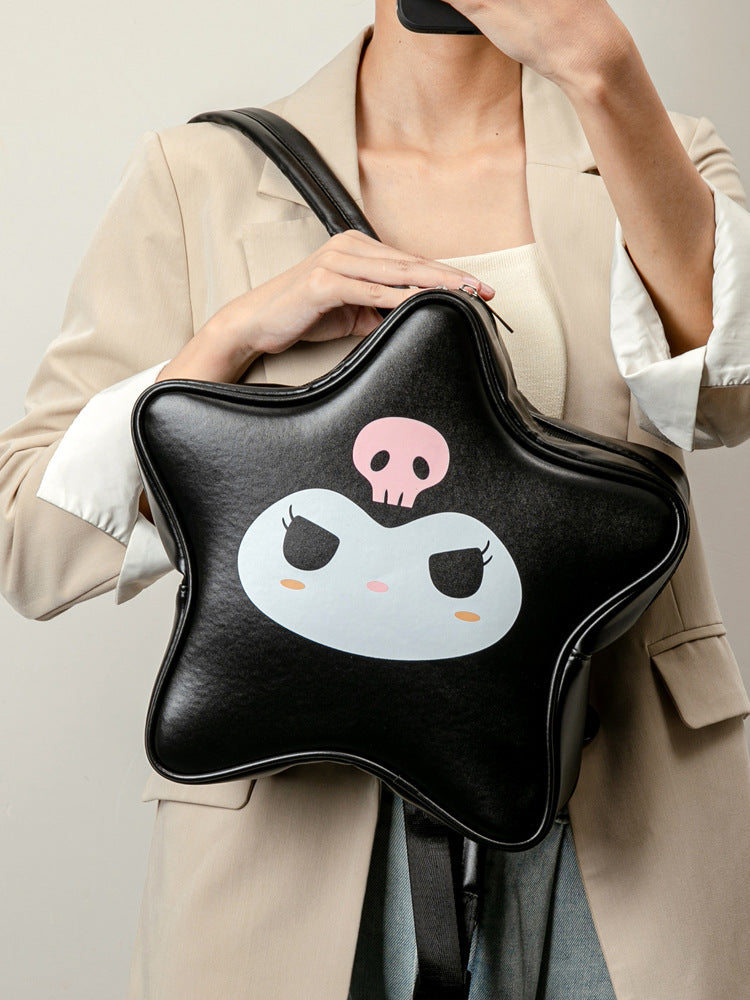 Black Kuromi Star Big Eyes Girl Backpack Y2