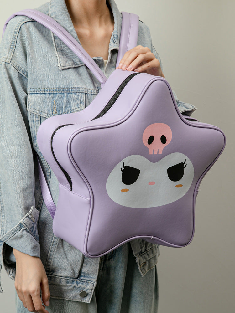 Purple Kuromi Star Big Eyes Girl Backpack Y2