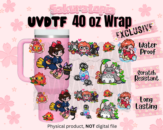 UVDTF 40oz Tumbler Studio Ghibli Anime Wrap, Ready to Use Tumbler UVDTF transfers for tumbler | Ready to Apply UVDTF wraps for 40oz tumbler