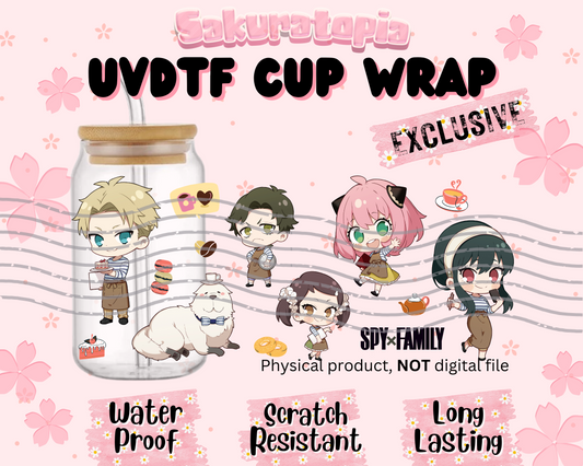 UVDTF Anime Cup Wrap, Ready to Use Glass Cup UVDTF transfers for Glass Can | Ready to Apply UVDTF wraps for Libbey Glass