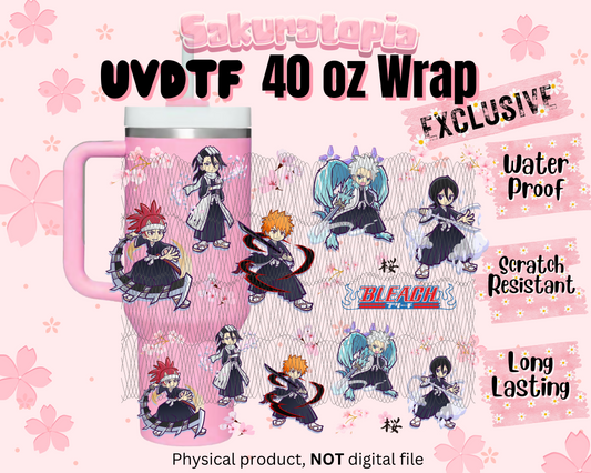 UVDTF 40oz Tumbler Bleach Anime Wrap, Ready to Use Tumbler UVDTF transfers for tumbler | Ready to Apply UVDTF wraps for 40oz tumbler