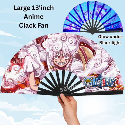 One Piece Anime Clack Fan, Anime Rave Clack Fan, Anime Party Clack Fan, Club fan, UV glow fan, Snap fan, festival fan, 13 inch Fan