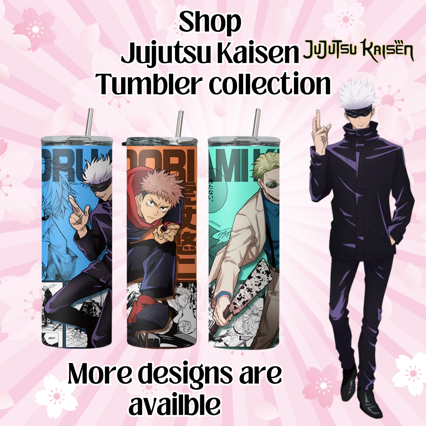 Jujutsu Kaisen Collection Anime 20oz Tumbler with Straw and Lid