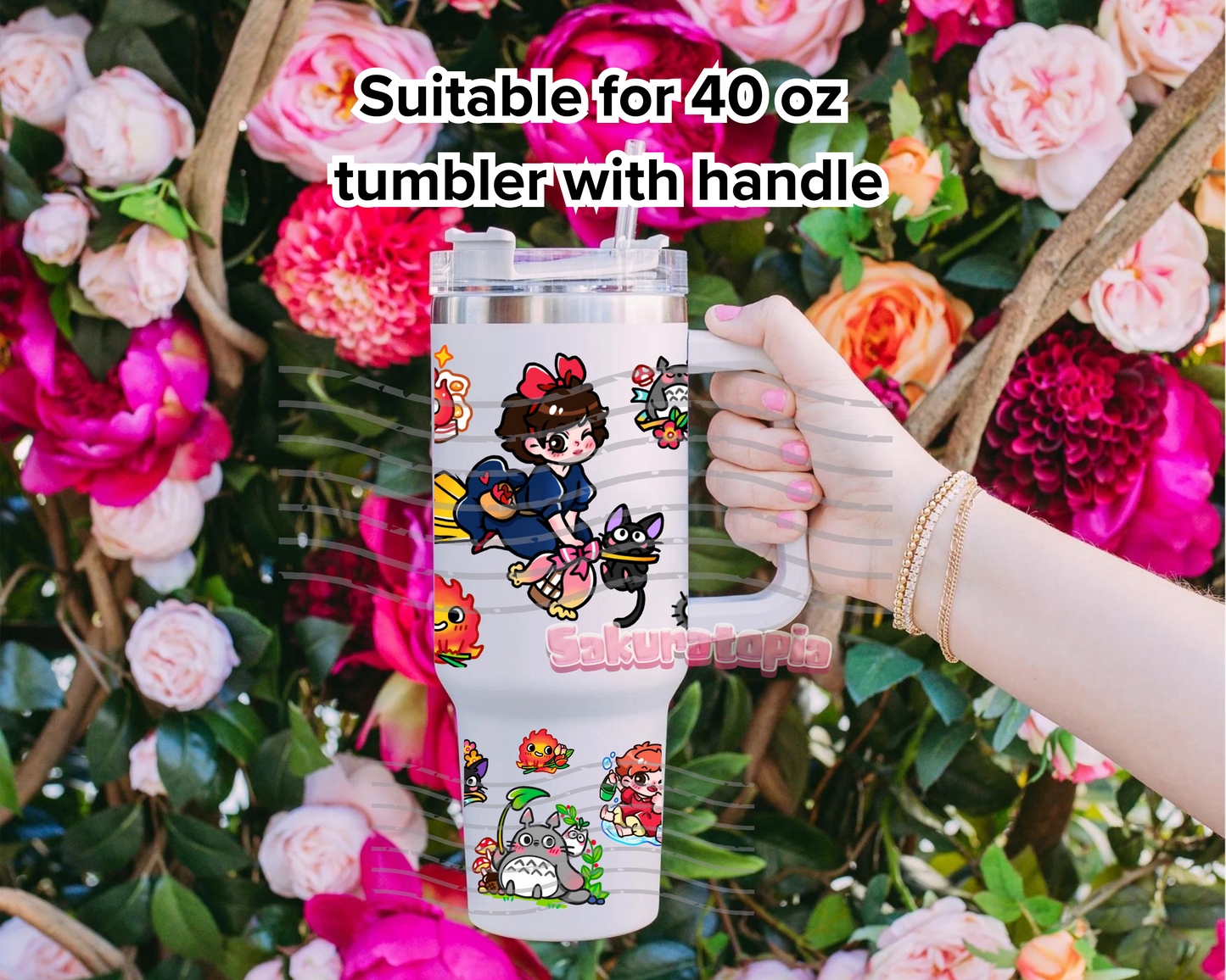 UVDTF 40oz Tumbler Studio Ghibli Anime Wrap, Ready to Use Tumbler UVDTF transfers for tumbler | Ready to Apply UVDTF wraps for 40oz tumbler