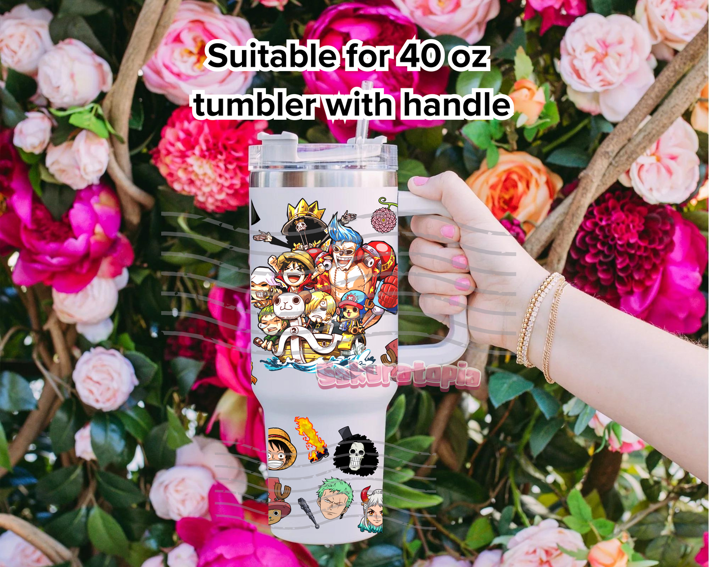 UVDTF 40oz Tumbler One Piece Anime Wrap, Ready to Use Tumbler UVDTF transfers for tumbler | Ready to Apply UVDTF wraps for 40oz tumbler