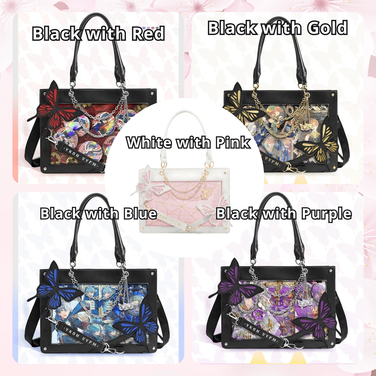 Butterfly  ita bag, anime ita bag, kawaii display bag, enamel pin ita bag, Butterfly ita bag, fantasy cosplay bag, kawaii ita crossbody