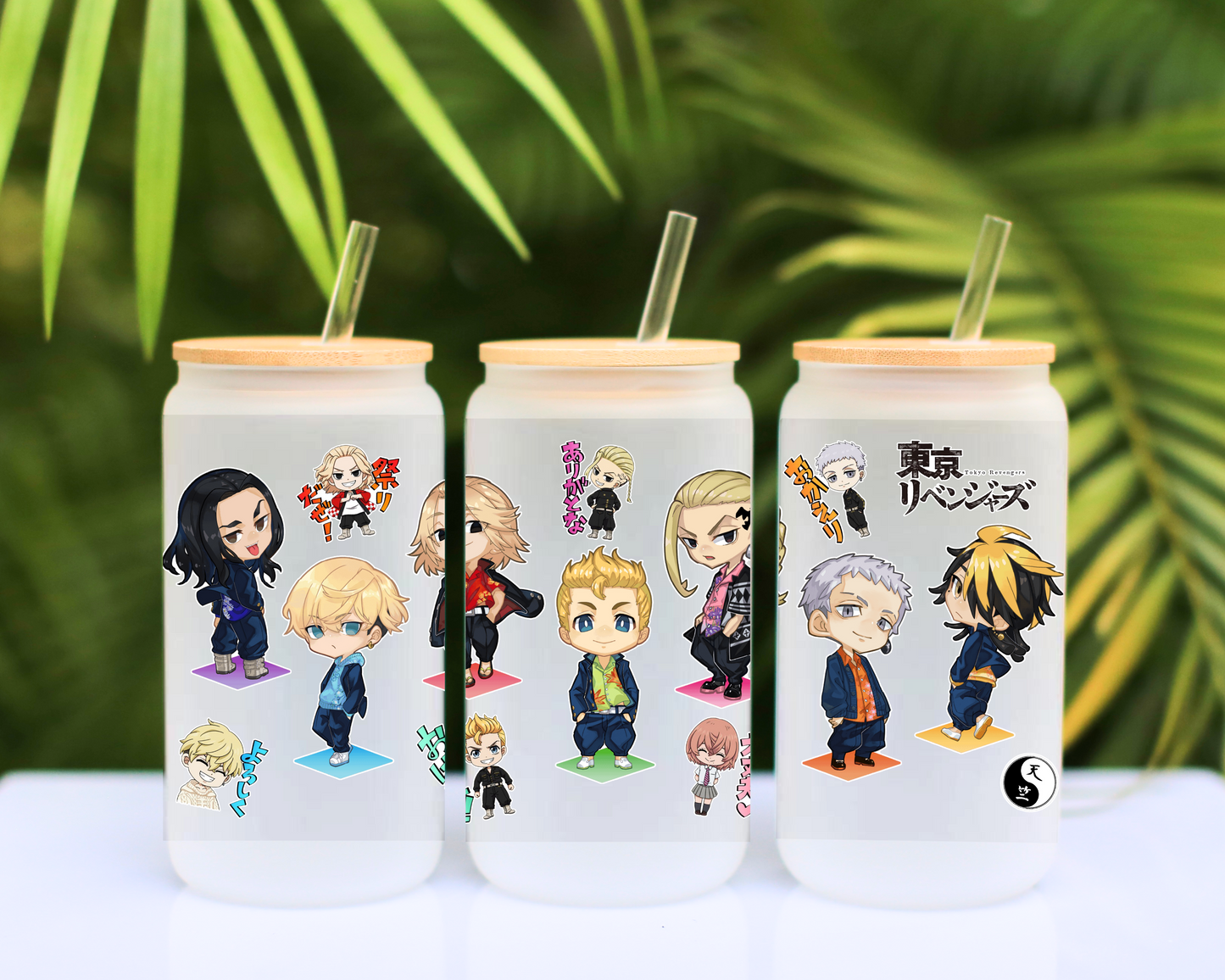 Tokyo revengers Anime 16oz Beer Can Glass with Straw and Lid