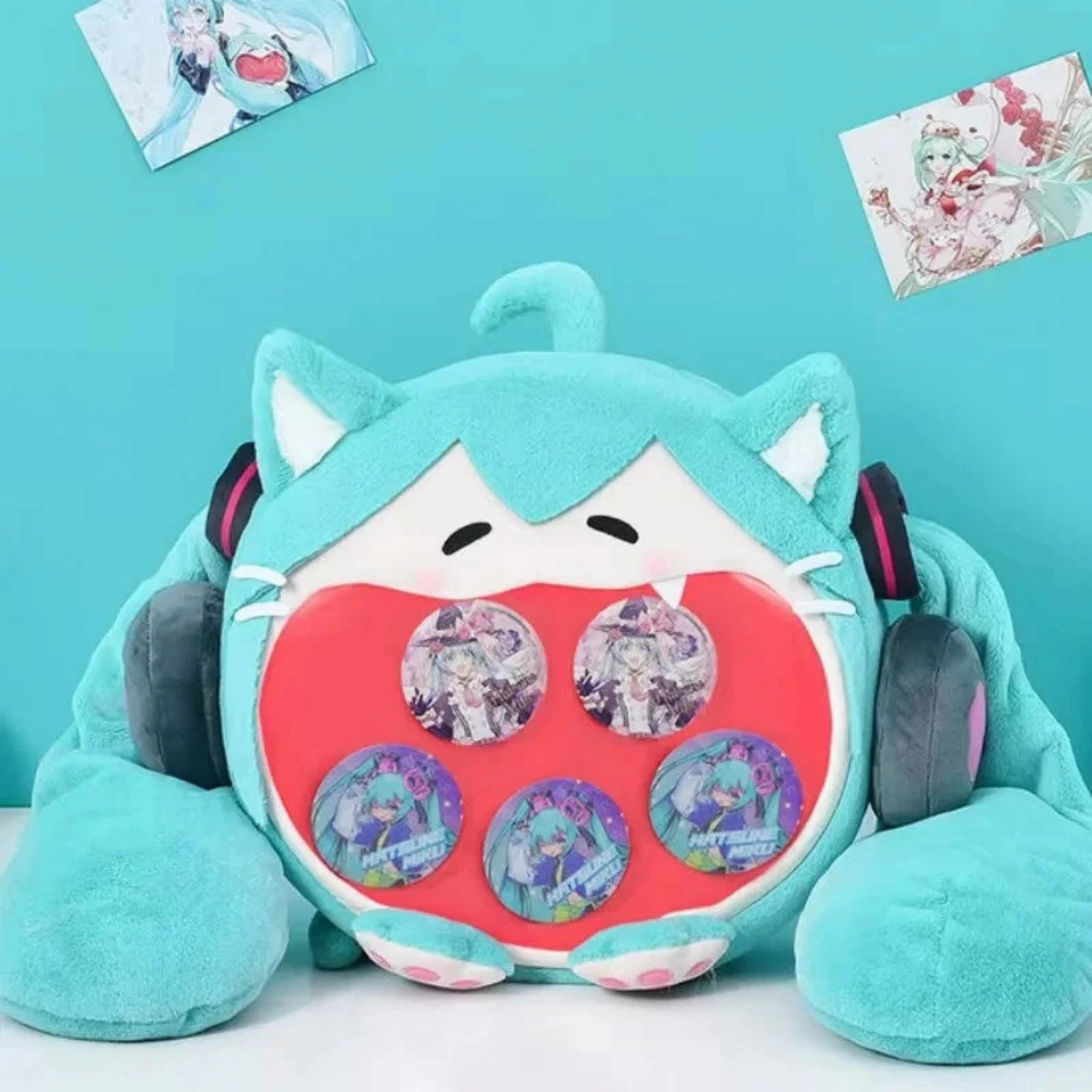 Large Hatsune Miku Cat Face Plush ITA Backpack, Adjustable Strap Bag, convertible cross body & backpack ita bag Kawaii Anime Backpack
