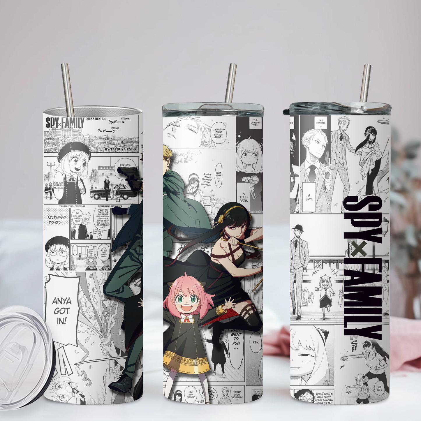 Spy X family Anya Kawaii Anime 20oz Tumbler with Straw and Lid
