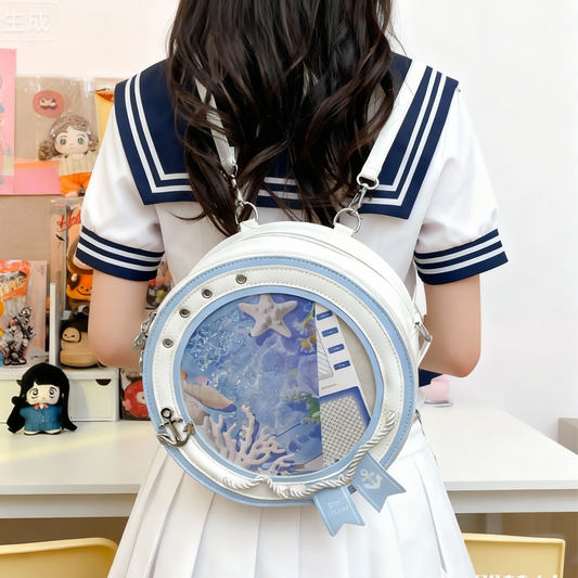 Sailor ita bag & backpack, Kawaii circle ita backpack, crossbody ita bag, kawaii ITA bag, enamel pin ita bag, anime convention ita bag
