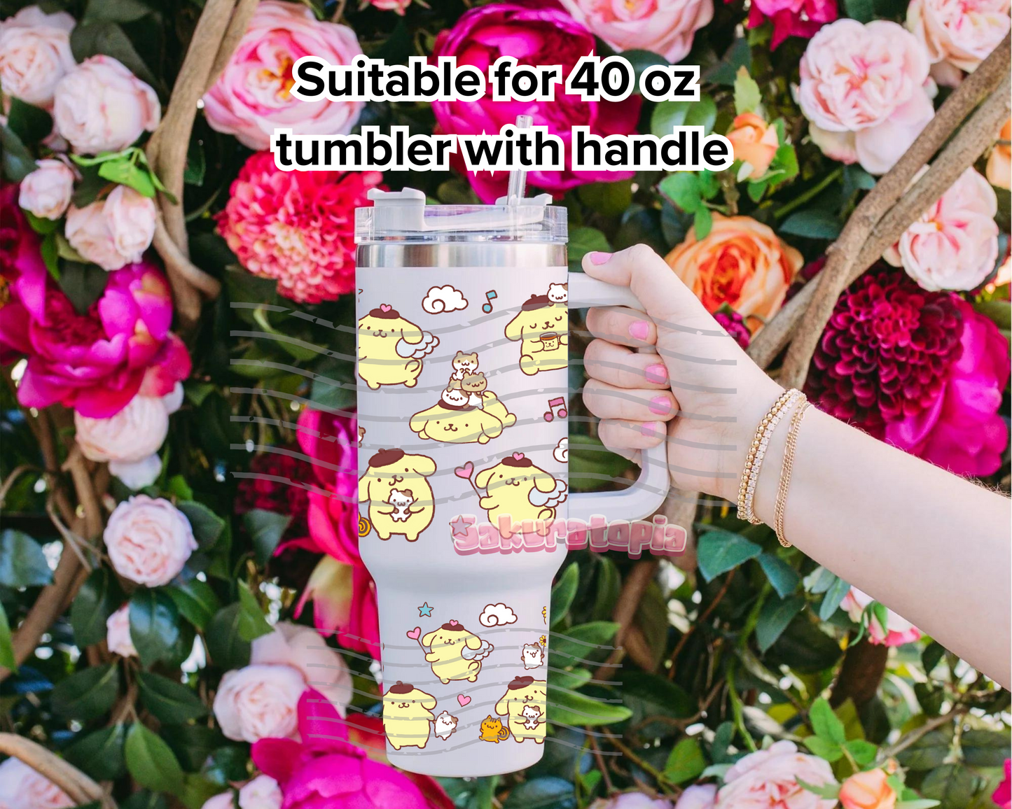 UVDTF 40oz Sanrio Tumbler Anime Wrap, Ready to Use Tumbler UVDTF transfers for tumbler | Ready to Apply UVDTF wraps for 40oz tumbler