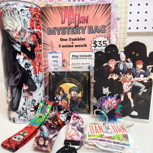 Blind Date with Dan Da Dan Mystery Box – 20oz Tumbler + 5 Surprise Dan Da Dan Merch Items