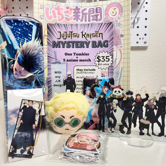 Blind Date with Jujutsu Kaisen Mystery Box – 20oz Tumbler + 5 Surprise Jujutsu Kaisen Merch Items