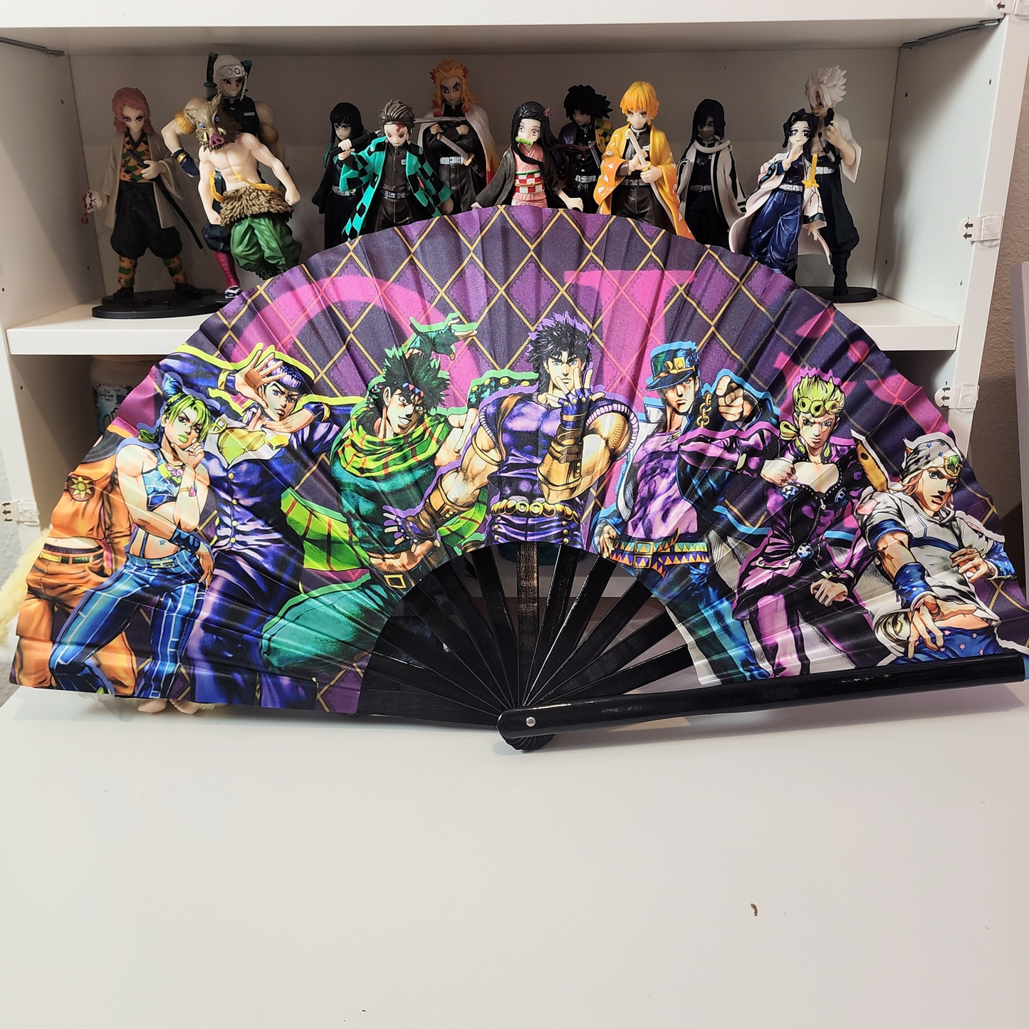 JoJo  Anime Clack Fan, Anime Rave Clack Fan, Anime Party Clack Fan, Club fan, UV glow fan, Snap fan, festival fan, 13 inch Fan