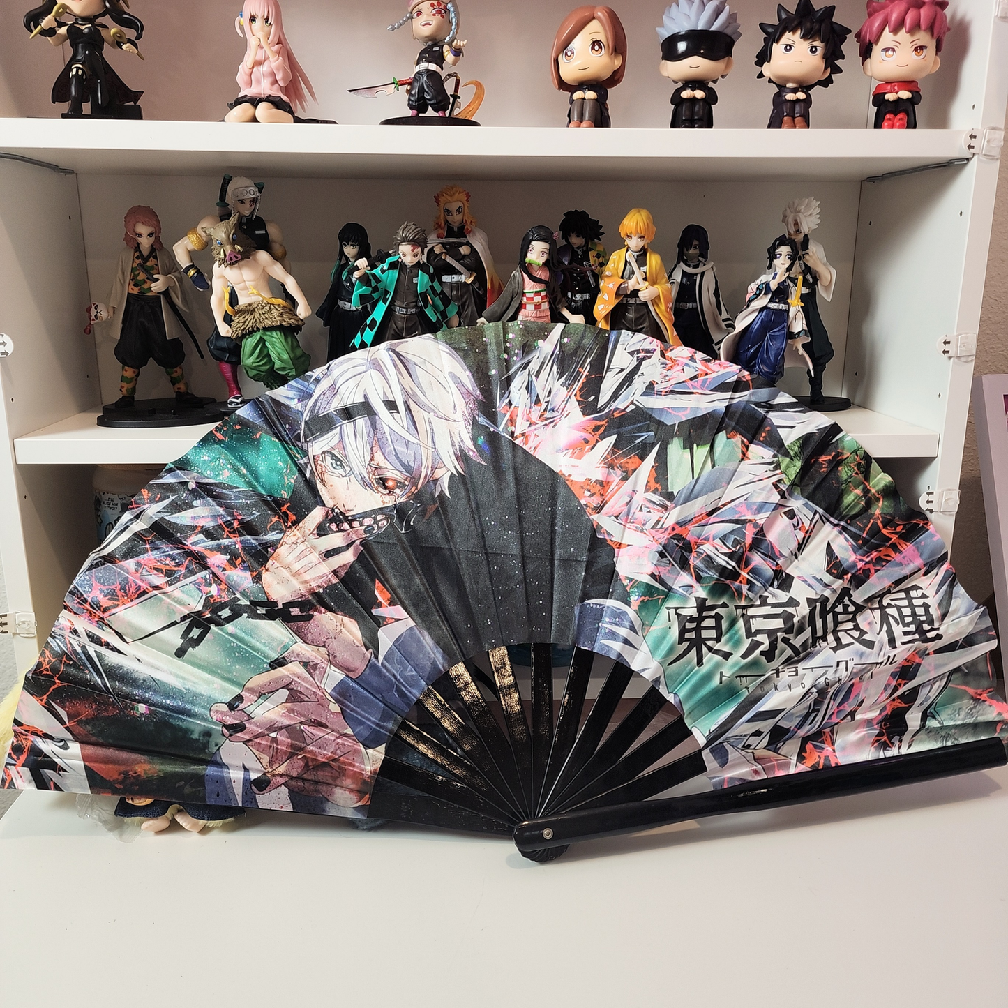 Tokyo Ghoul Anime Clack Fan, Anime Rave Clack Fan, Anime Party Clack Fan, Club fan, UV glow fan, Snap fan, festival fan, 13 inch Fan