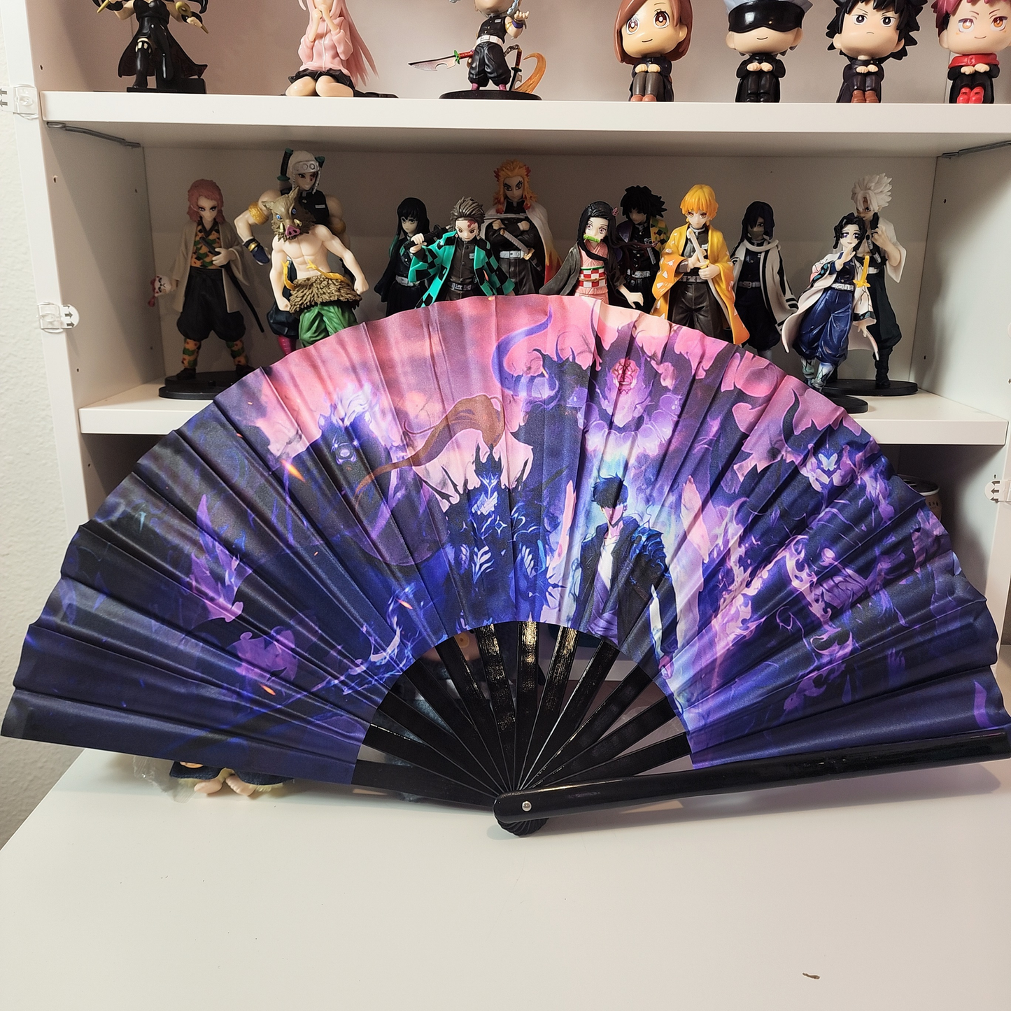 Solo Leveling Anime Clack Fan, Anime Rave Clack Fan, Anime Party Clack Fan, Club fan, UV glow fan, Snap fan, festival fan, 13 inch Fan