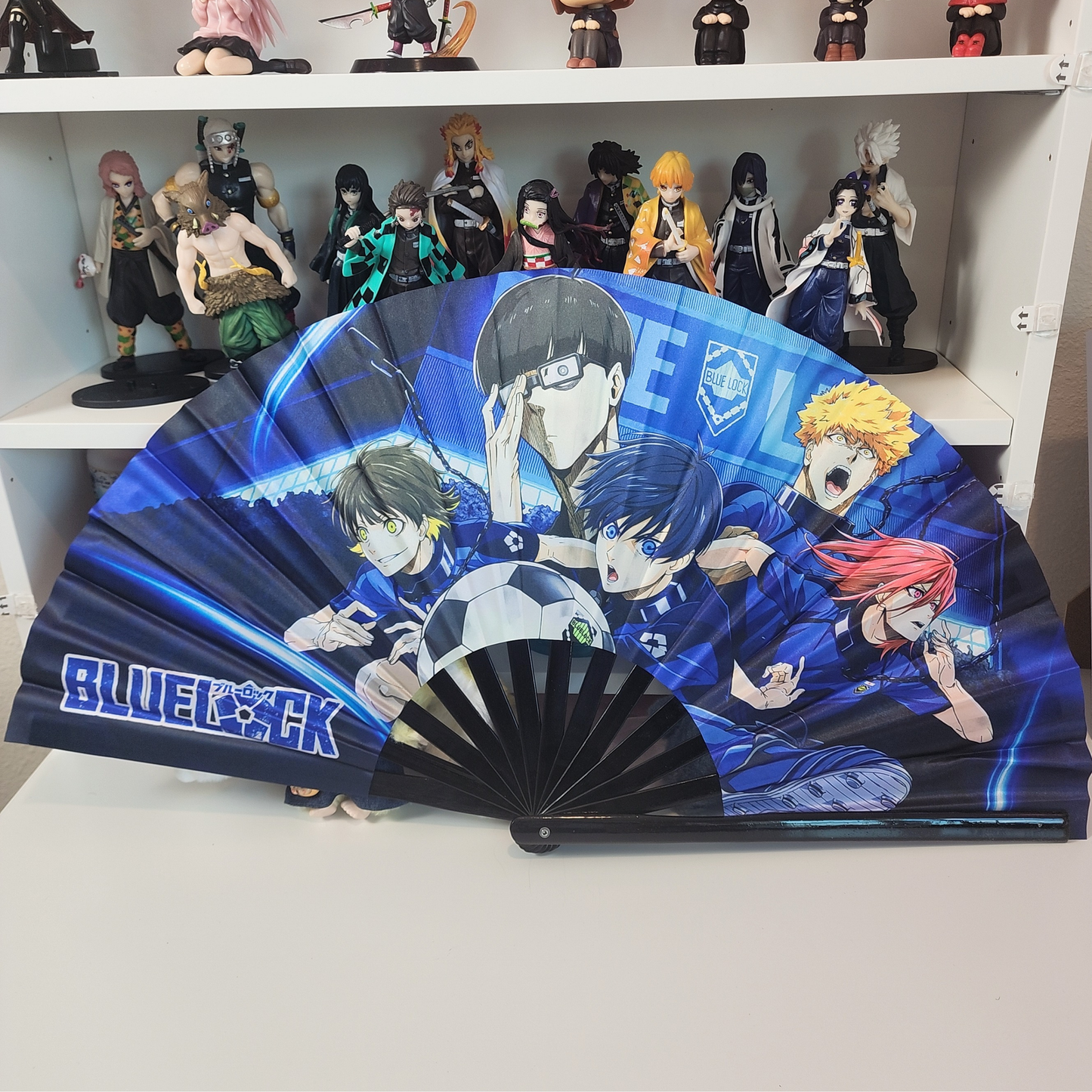 Blue Lock Anime Clack Fan, Anime Rave Clack Fan, Anime Party Clack Fan, Club fan, UV glow fan, Snap fan, festival fan, 13 inch Fan
