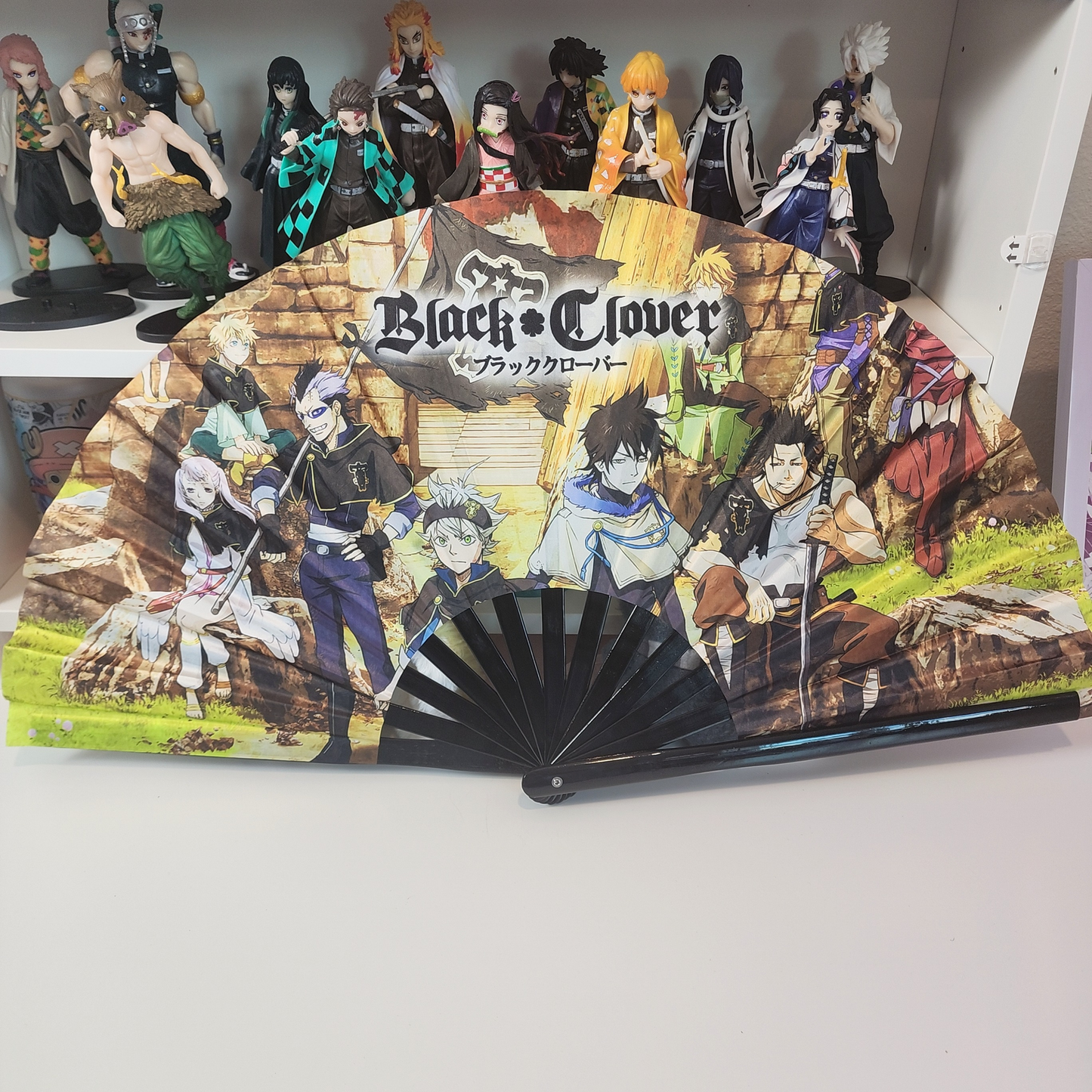 Black Clover Anime Clack Fan, Anime Rave Clack Fan, Anime Party Clack Fan, Club fan, UV glow fan, Snap fan, festival fan, 13 inch Fan