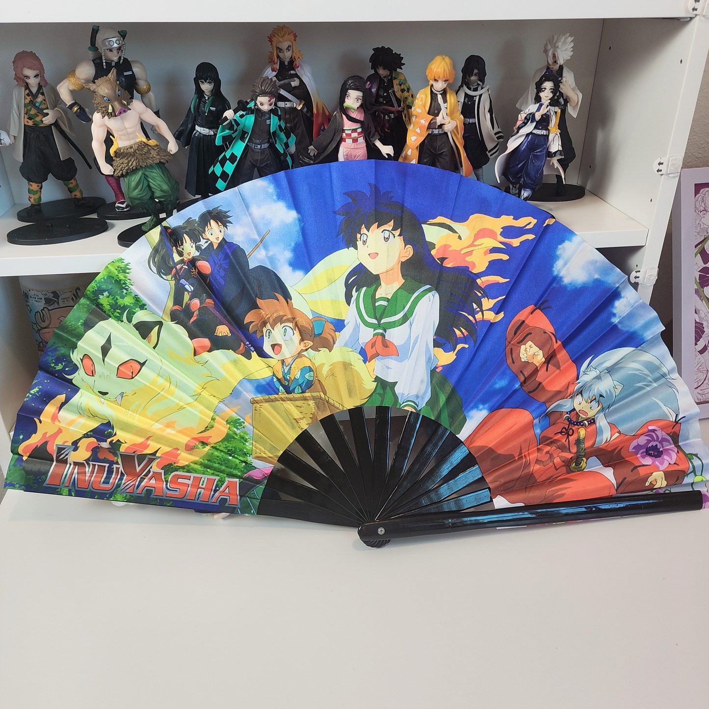 Inuyasha Anime Clack Fan, Anime Rave Clack Fan, Anime Party Clack Fan, Club fan, UV glow fan, Snap fan, festival fan, 13 inch Fan