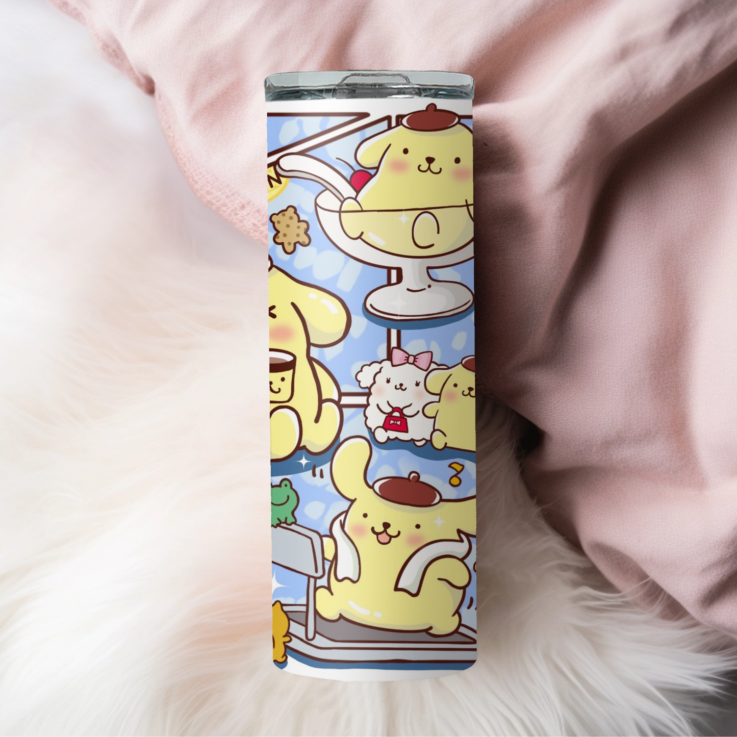 Sanrio- Pompompurin Anime 20oz Tumbler with Straw and Lid