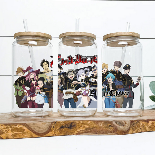 Anime 16oz Beer Can Glass with Straw and Lid