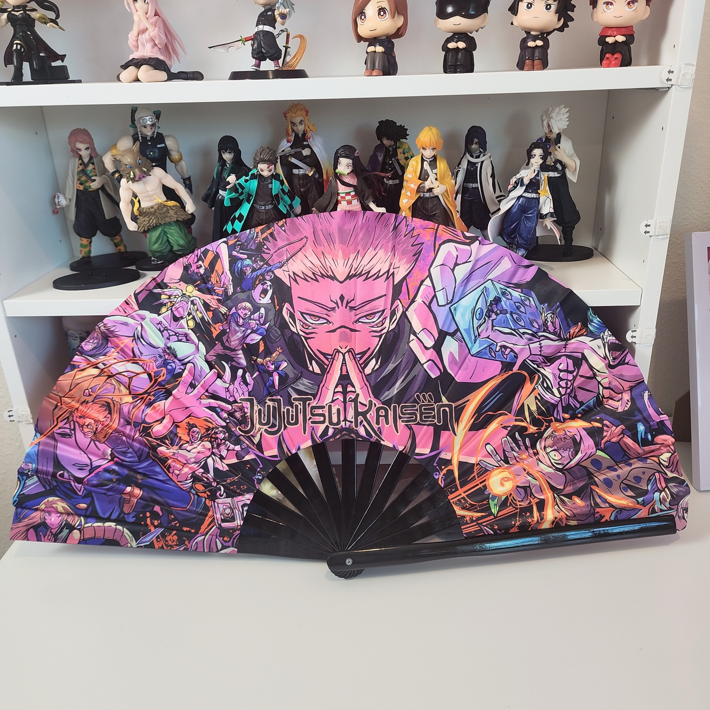 JJK Anime Clack Fan, Anime Rave Clack Fan, Anime Party Clack Fan, Club fan, UV glow fan, Snap fan, festival fan, 13 inch Fan