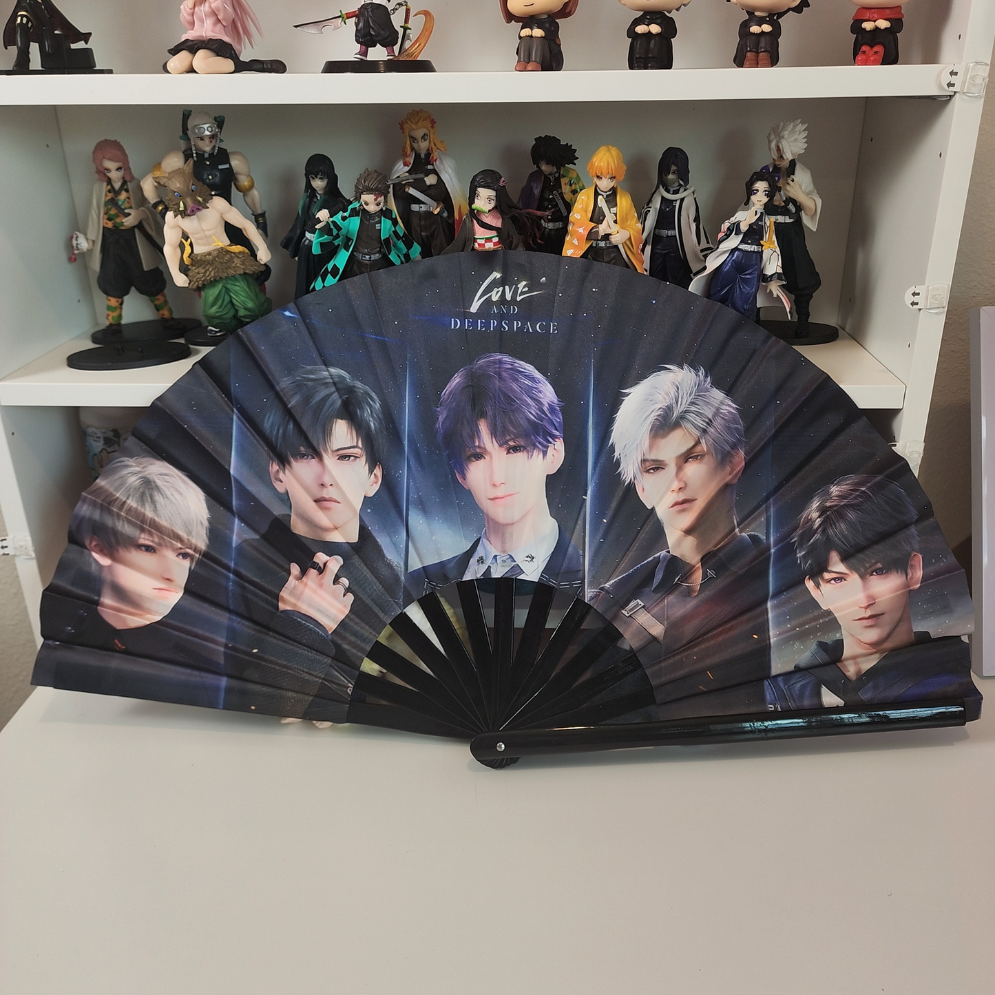 Love and Deep Space Anime Clack Fan, Anime Rave Clack Fan, Anime Party Clack Fan, Club fan, UV glow fan, Snap fan, festival fan, 13 inch Fan