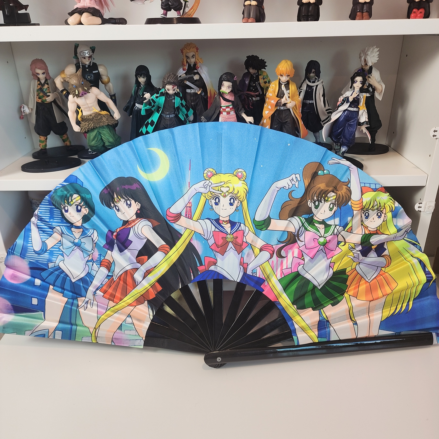 Sailor Moon Anime Clack Fan, Anime Rave Clack Fan, Anime Party Clack Fan, Club fan, UV glow fan, Snap fan, festival fan, 13 inch Fan