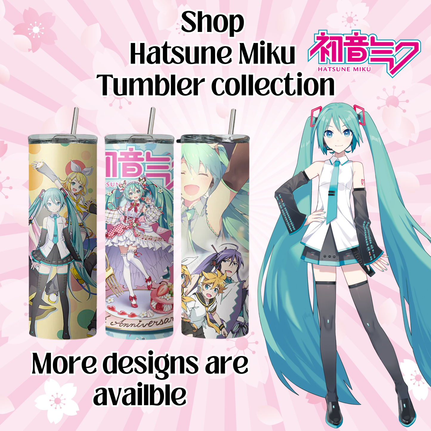 Miku Collection Anime 20oz Tumbler with Straw and Lid