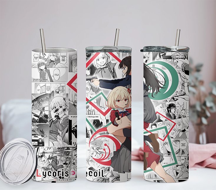 Lycoris Recoil Anime 20oz Tumbler with Straw and Lid