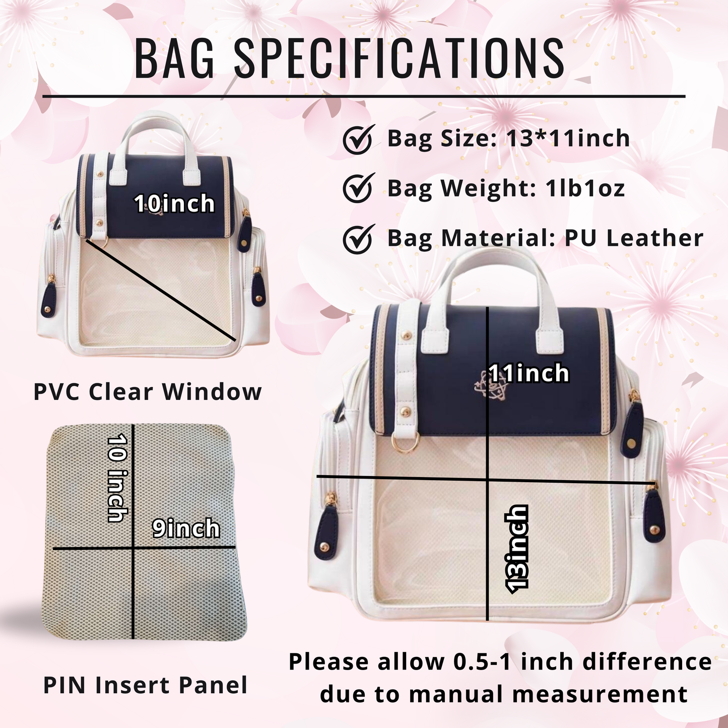 Large ita backpack with clear window, ITA Backpack,enamel pin display bag,anime convention bag, clear window ita backpack, school backpack