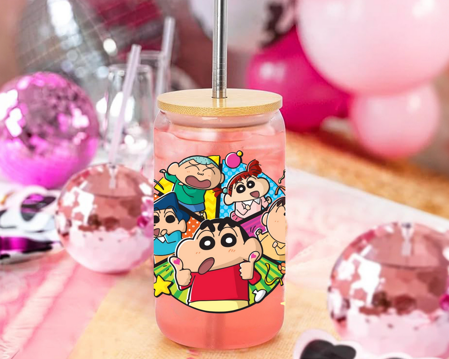 UVDTF Crayon Shin-chan  Anime Cup Wrap, Ready to Use Glass Cup UVDTF transfers for Glass Can | Ready to Apply UVDTF wraps for Libbey Glass