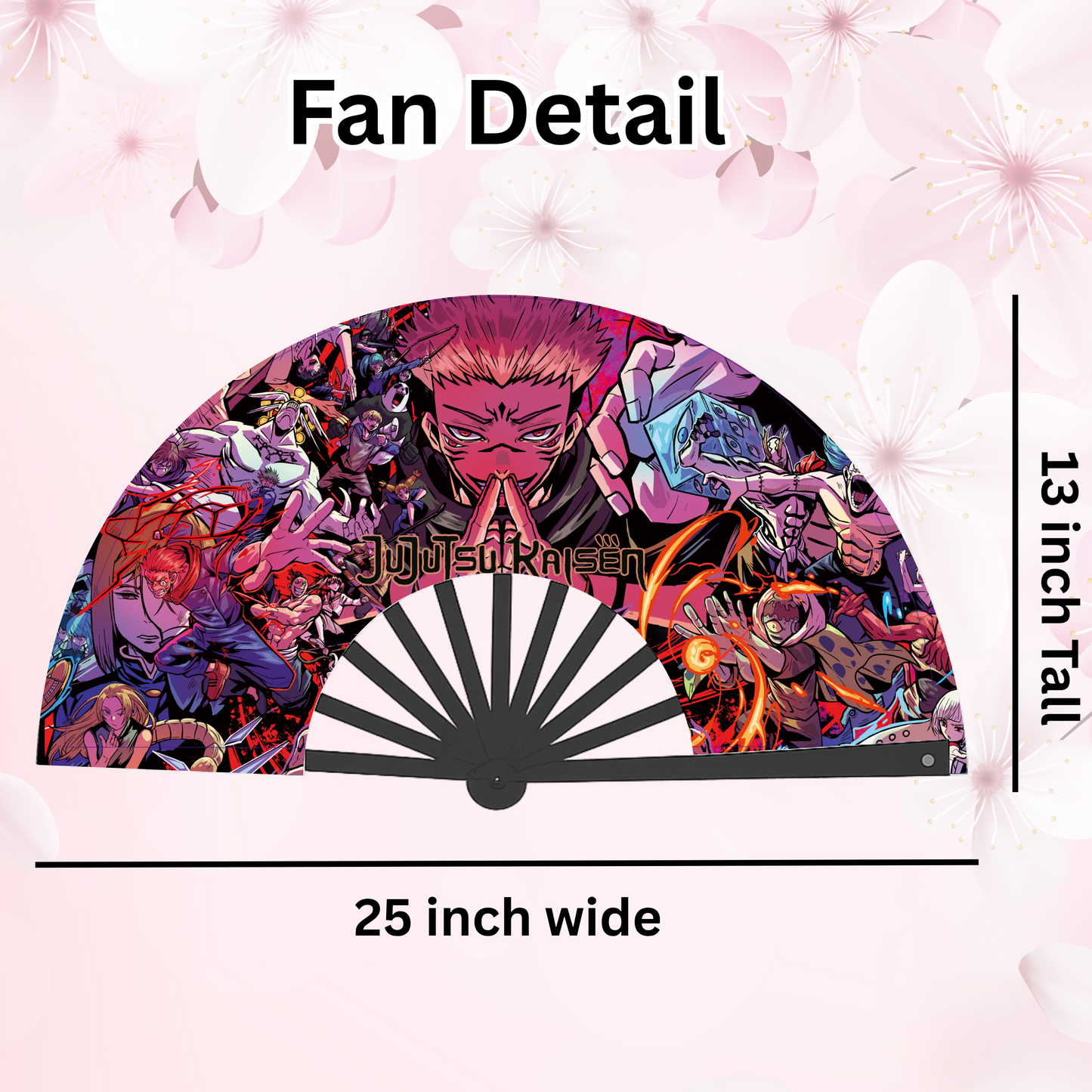 JJK Anime Clack Fan, Anime Rave Clack Fan, Anime Party Clack Fan, Club fan, UV glow fan, Snap fan, festival fan, 13 inch Fan