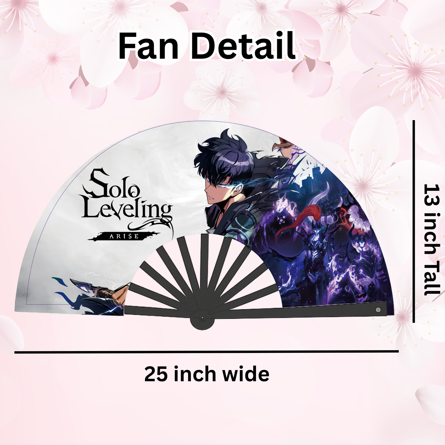Solo Leveling Anime Clack Fan, Anime Rave Clack Fan, Anime Party Clack Fan, Club fan, UV glow fan, Snap fan, festival fan, 13 inch Fan
