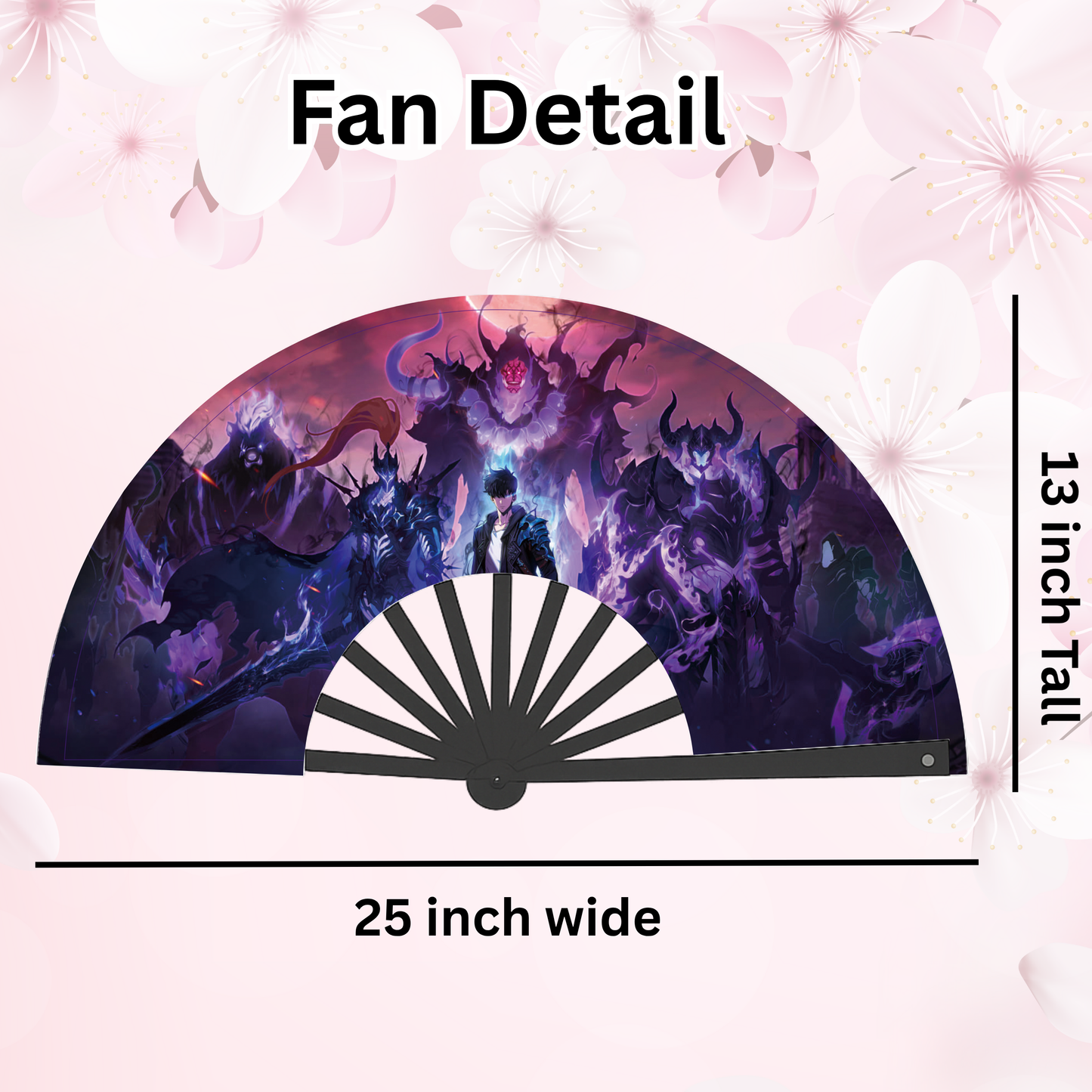Solo Leveling Anime Clack Fan, Anime Rave Clack Fan, Anime Party Clack Fan, Club fan, UV glow fan, Snap fan, festival fan, 13 inch Fan