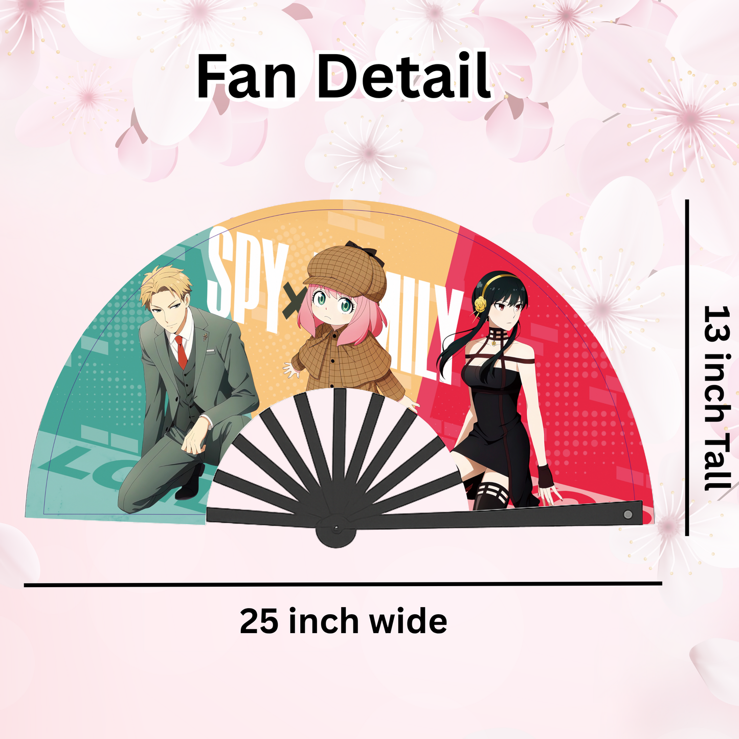 Spy X Family Anime Clack Fan, Anime Rave Clack Fan, Anime Party Clack Fan, Club fan, UV glow fan, Snap fan, festival fan, 13 inch Fan