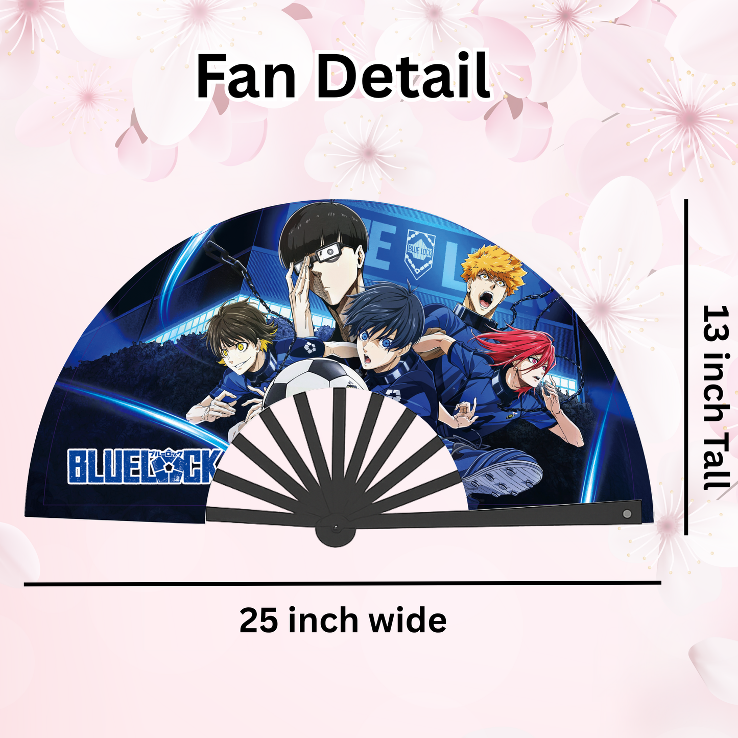 Blue Lock Anime Clack Fan, Anime Rave Clack Fan, Anime Party Clack Fan, Club fan, UV glow fan, Snap fan, festival fan, 13 inch Fan