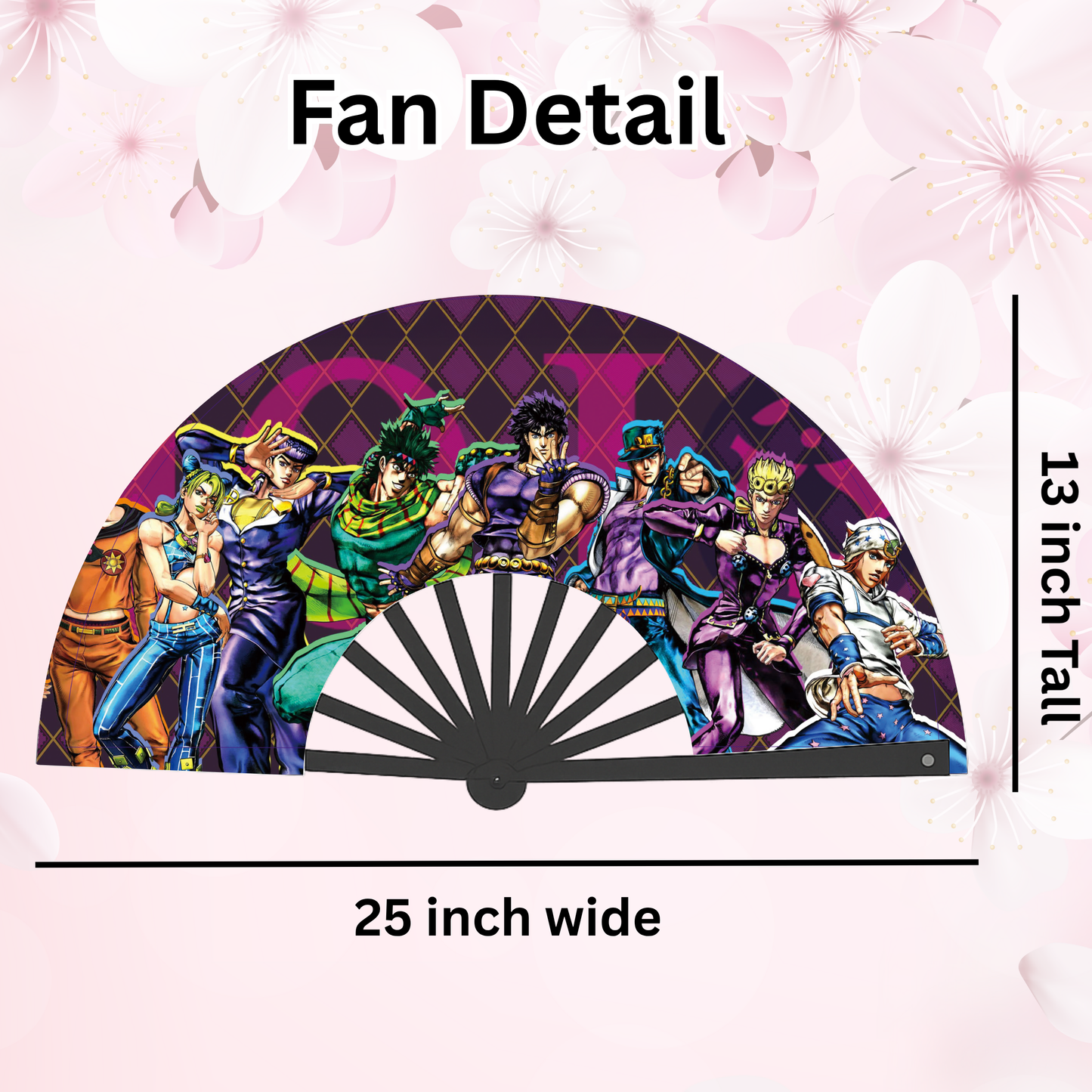 JoJo  Anime Clack Fan, Anime Rave Clack Fan, Anime Party Clack Fan, Club fan, UV glow fan, Snap fan, festival fan, 13 inch Fan