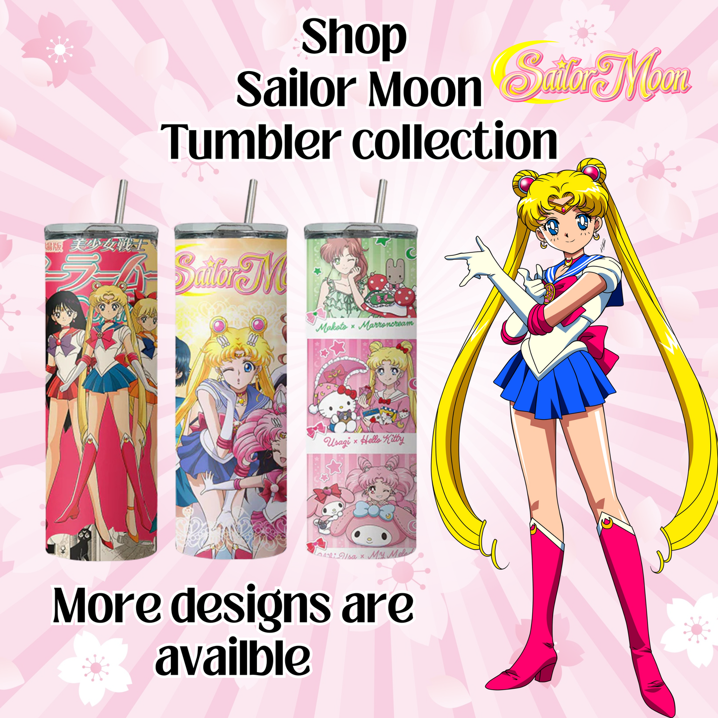 Sailor Moon Collection Anime 20oz Tumbler with Straw and Lid