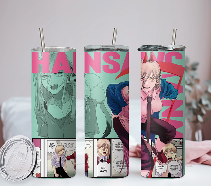 Chainsaw Man Collection Anime 20oz Tumbler with Straw and Lid