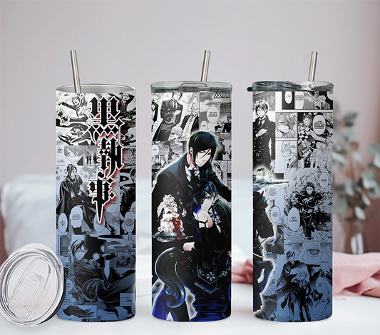 Black Butler Anime 20oz Tumbler with Straw and Lid