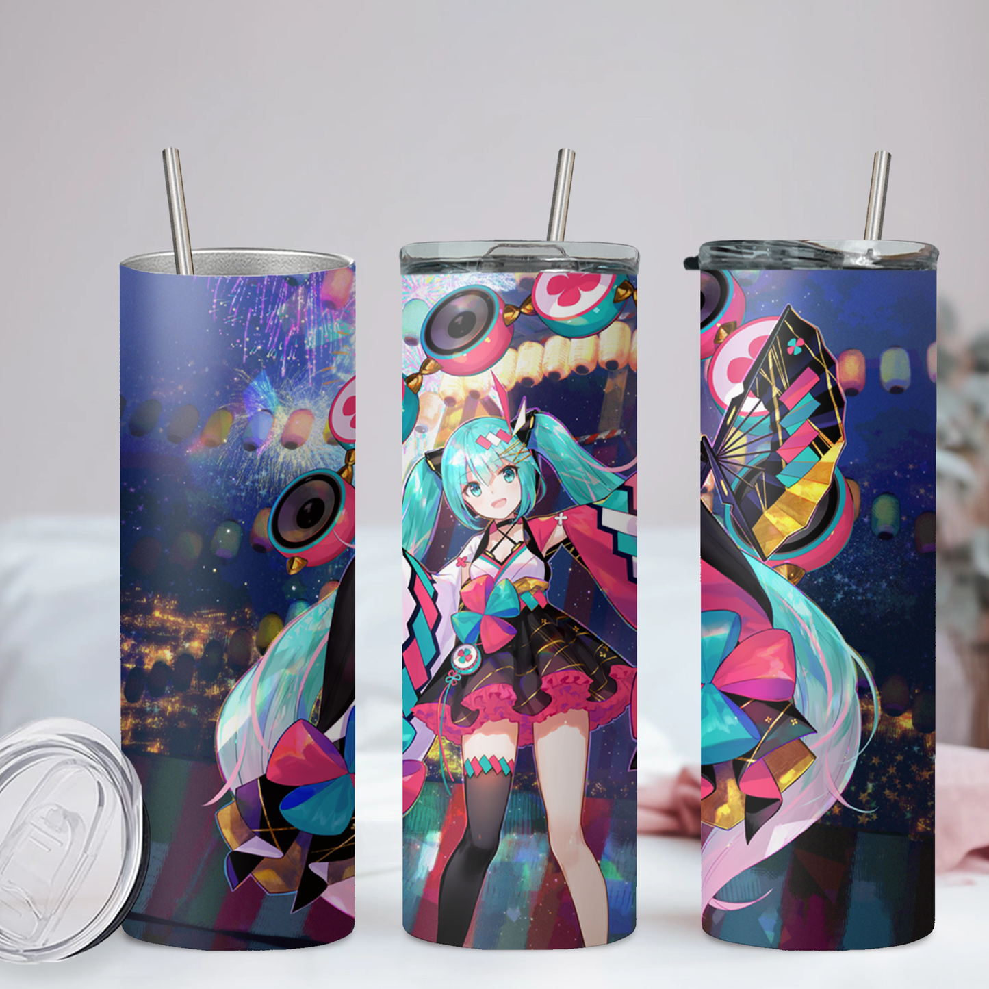 Miku Collection Anime 20oz Tumbler with Straw and Lid