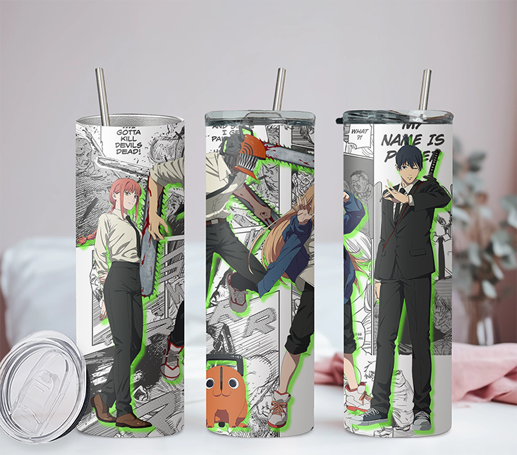 Chainsaw Man Collection Anime 20oz Tumbler with Straw and Lid