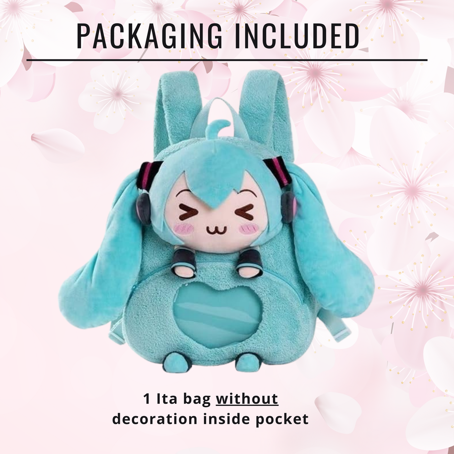 Hatsune Miku Plush ITA Backpack: Kawaii Anime ITA Backpack