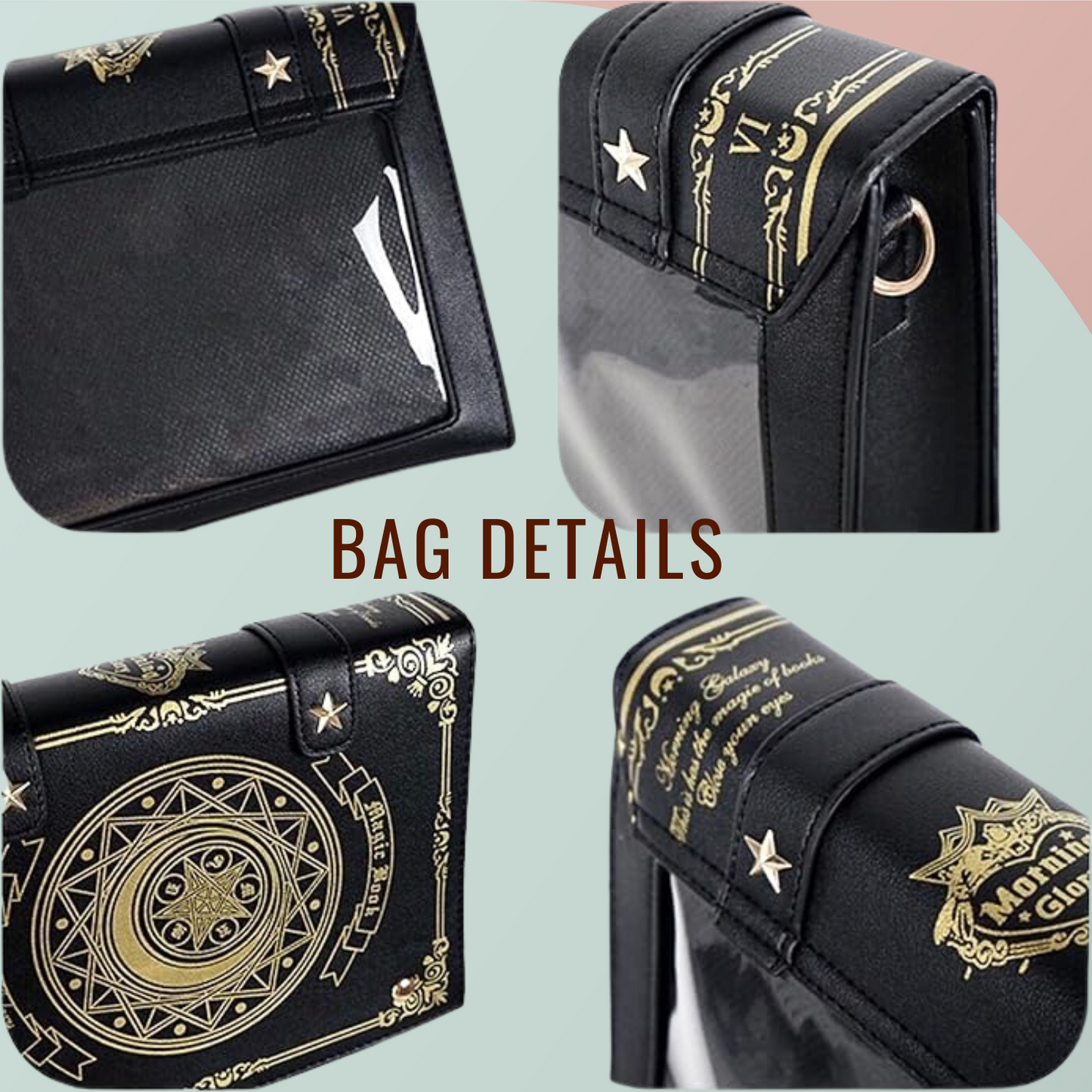 Spell Book ITA Bag, Moon Magic Book ITA Bag, PIN bag, Cross Double Shoulder Bags, Girl Backpack, Leather Flap Bag, Schoolbag, Women Handbag