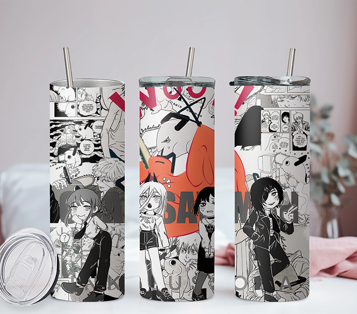 Chainsaw Man Collection Anime 20oz Tumbler with Straw and Lid