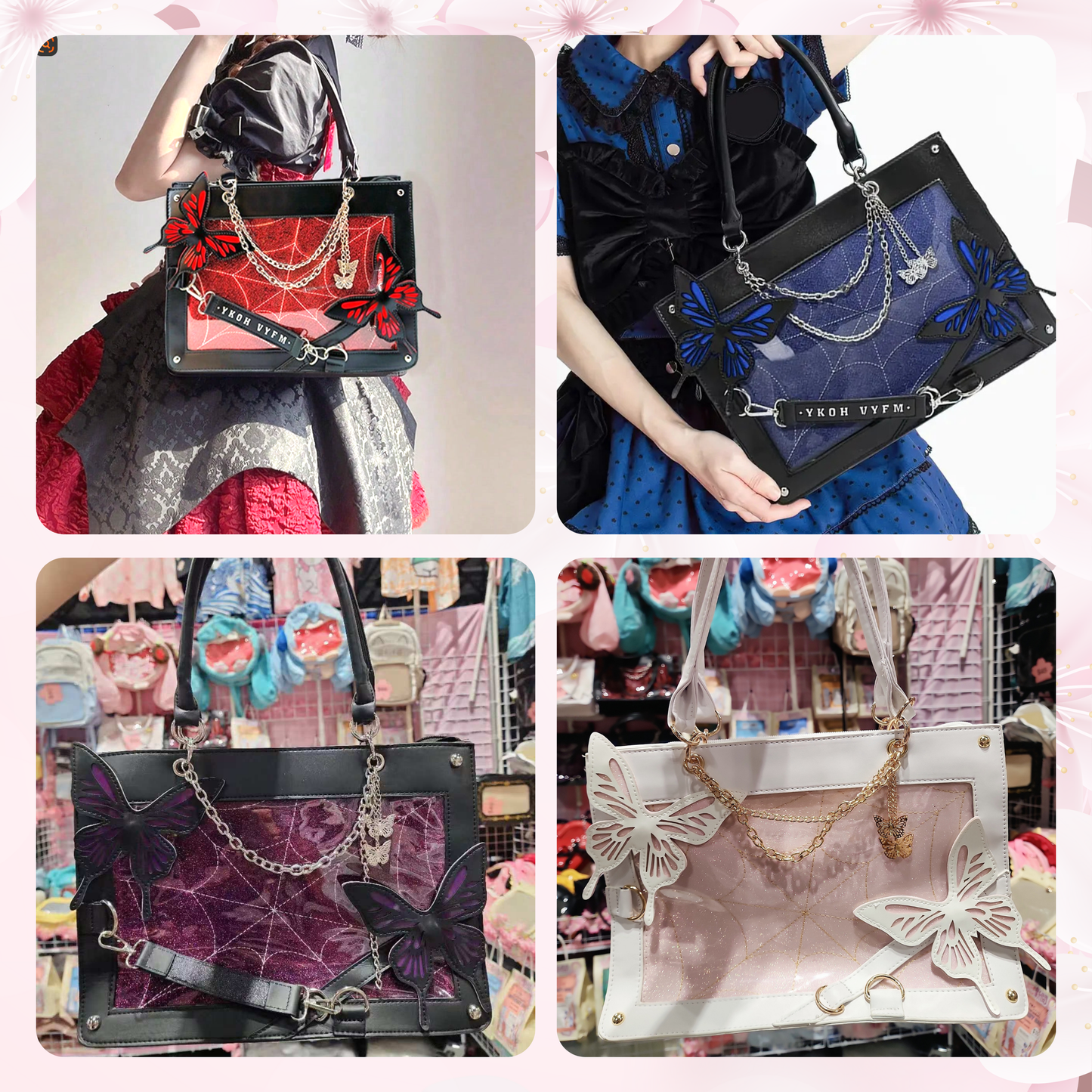 Butterfly  ita bag, anime ita bag, kawaii display bag, enamel pin ita bag, Butterfly ita bag, fantasy cosplay bag, kawaii ita crossbody