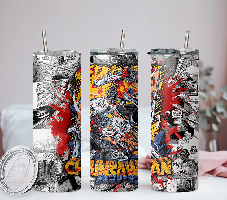 Chainsaw Man Collection Anime 20oz Tumbler with Straw and Lid