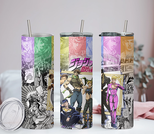 JoJo's Bizarre Adventure Anime 20oz Tumbler with Lid and Straw