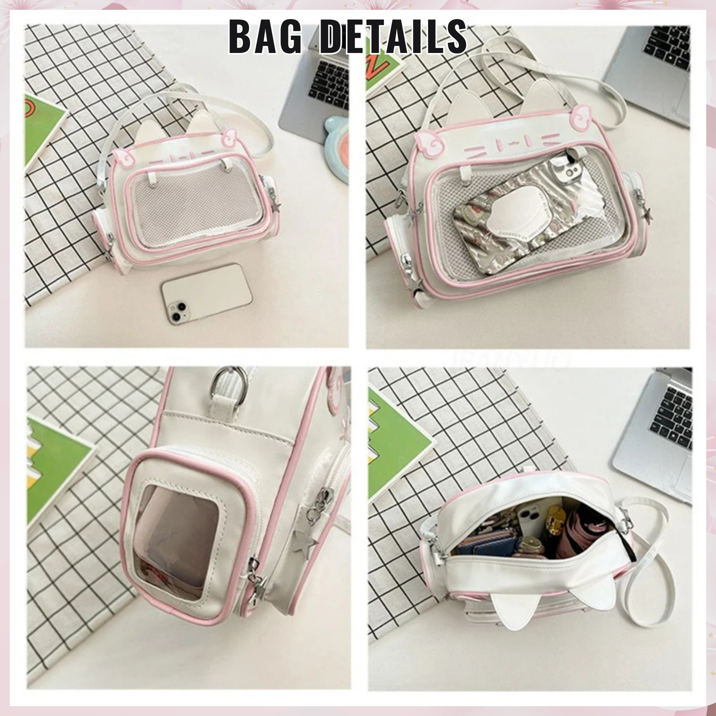 Catface ita bag & backpack, plush ita backpack, crossbody ita bag, kawaii ITA bag, enamel pin ita bag, anime convention ita bag